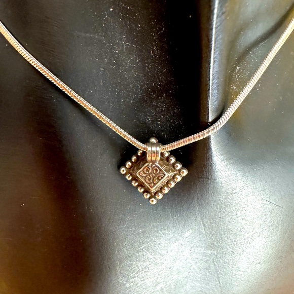 Brighton Square Crystal Pendant on Serpentine Chain - Picture 2 of 8